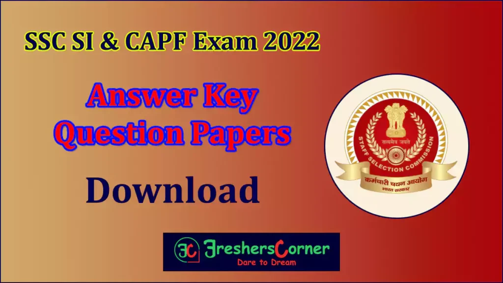 SSC SI CAPF Exam 2022 Answer Key